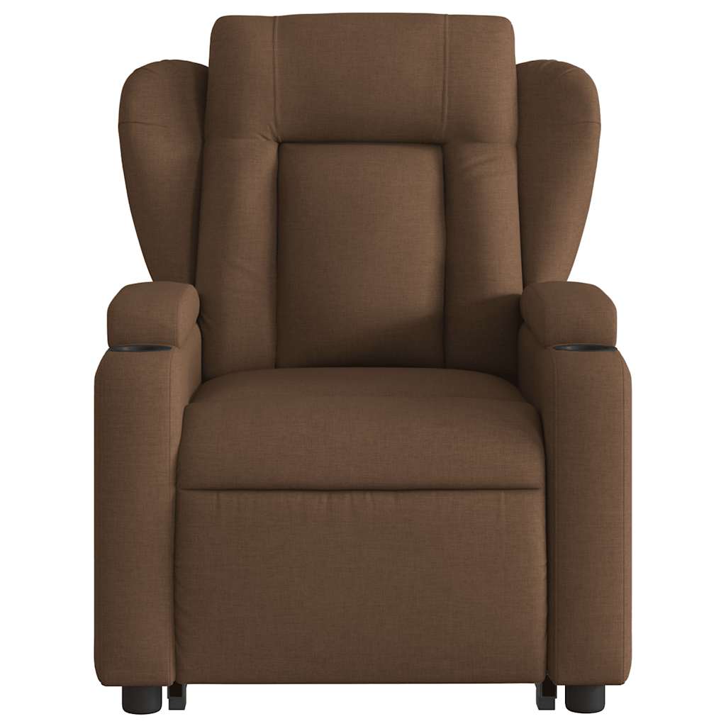 Elektrischer Massagesessel mit Aufstehhilfe Braun Stoff