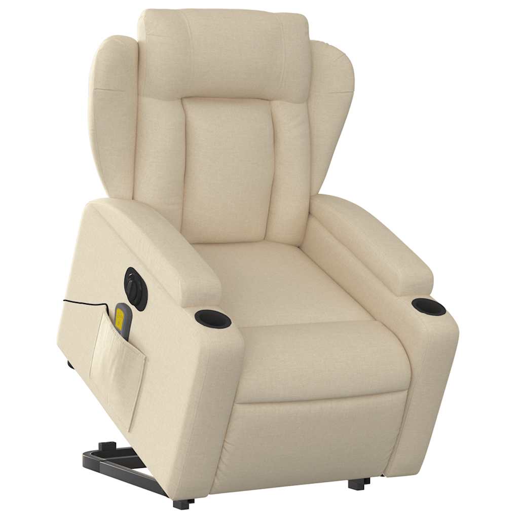 Fauteuil de massage électrique avec aide au verticalisation en tissu crème
