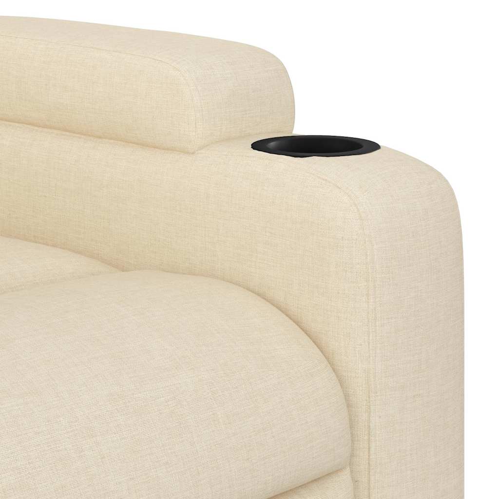 Elektrischer Massagesessel mit Aufstehhilfe Creme Stoff