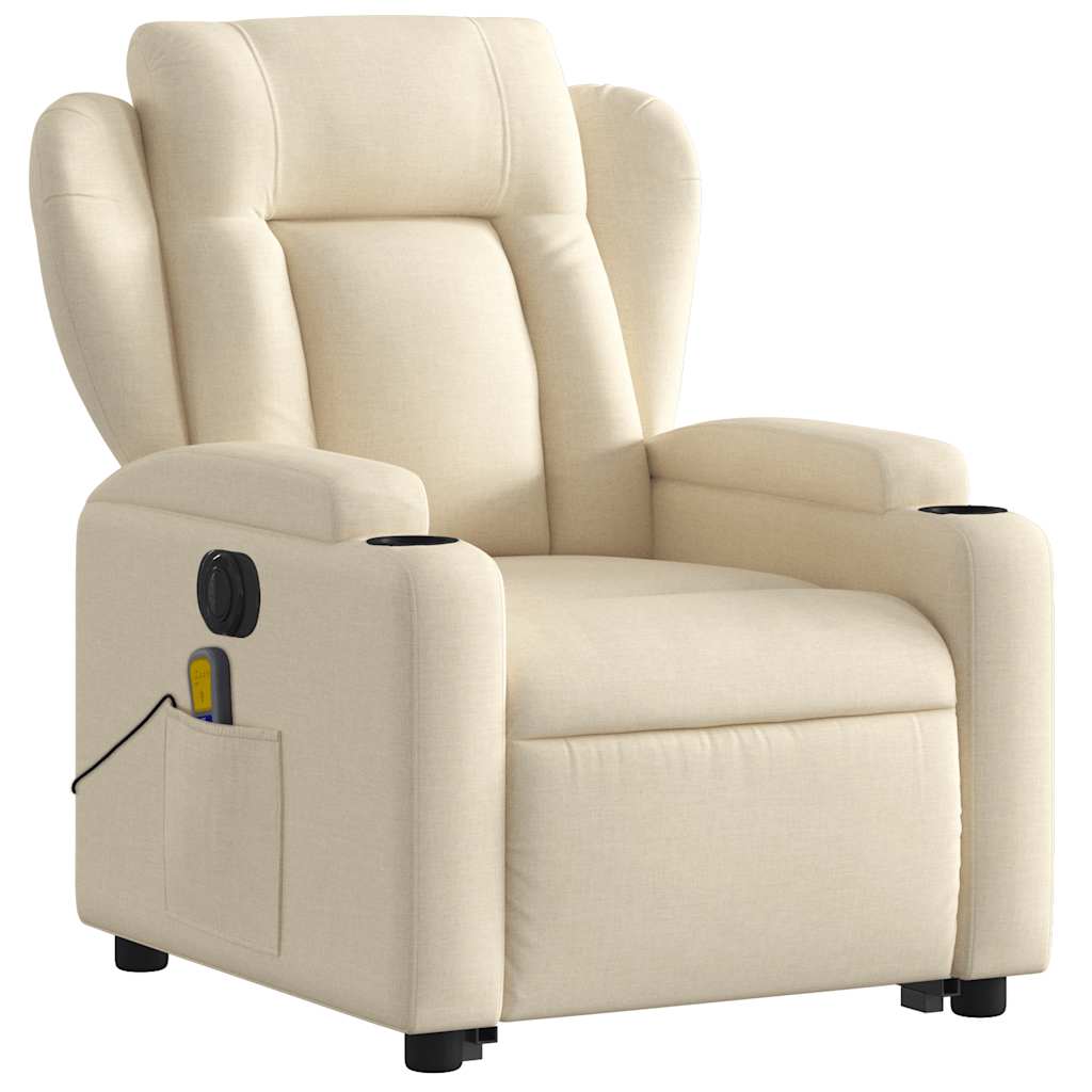 Fauteuil de massage électrique avec aide au verticalisation en tissu crème
