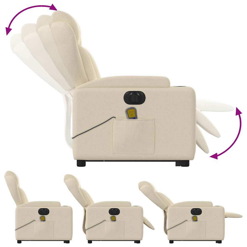 Fauteuil de massage électrique avec aide au verticalisation en tissu crème