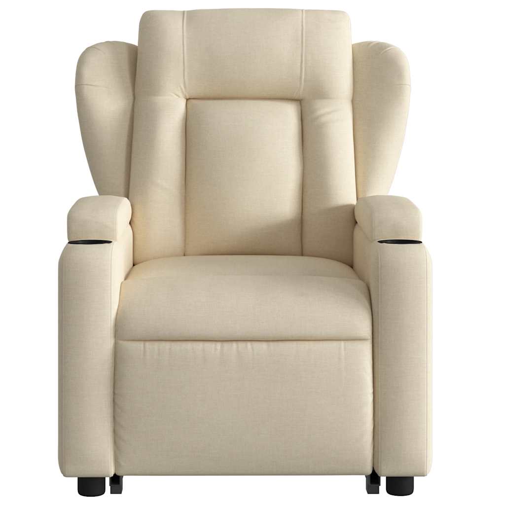 Fauteuil de massage électrique avec aide au verticalisation en tissu crème
