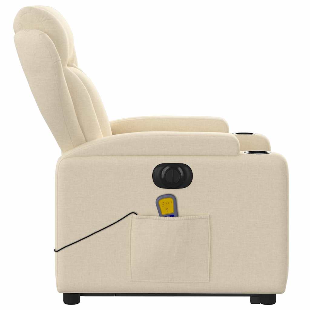 Elektrischer Massagesessel mit Aufstehhilfe Creme Stoff