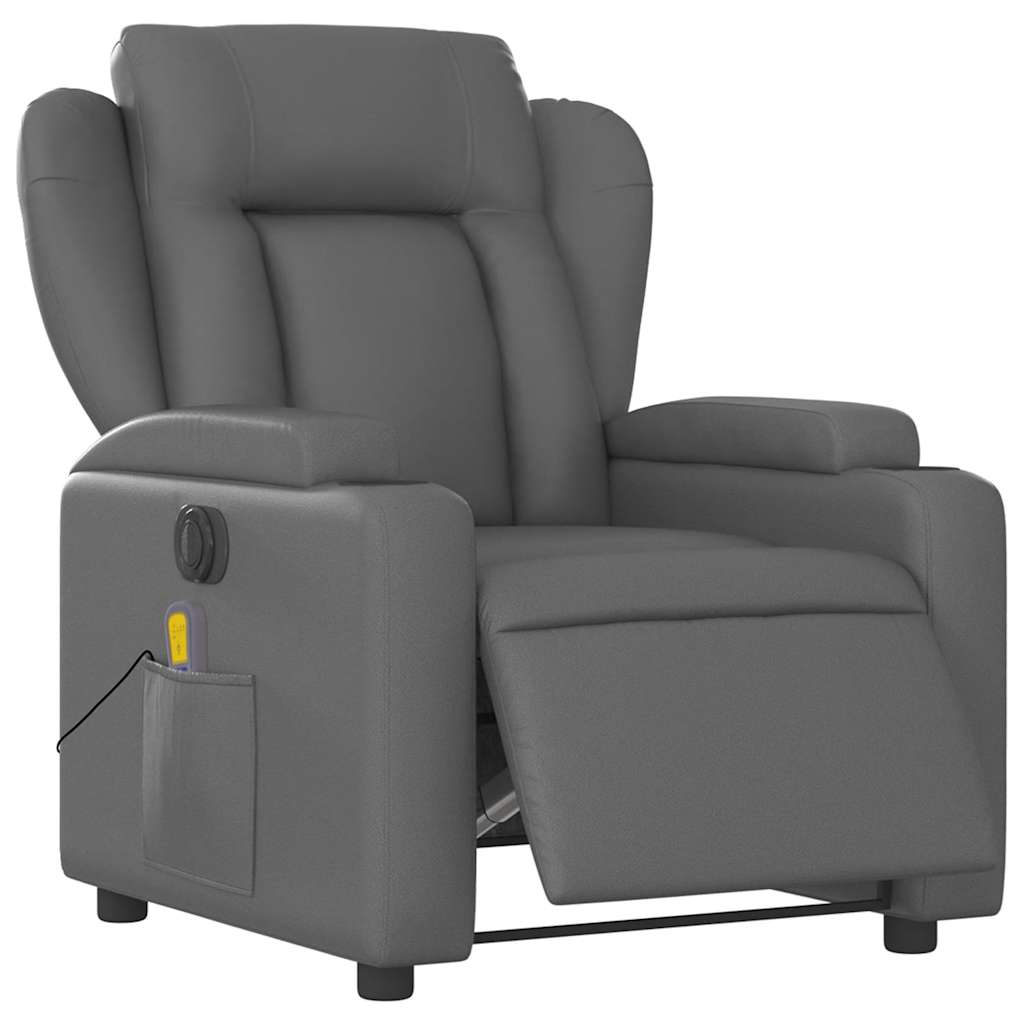 Massagesessel Elektrisch Grau Kunstleder