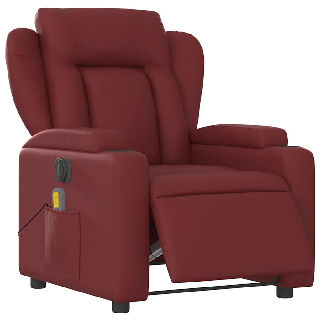 Massagesessel Elektrisch Weinrot Kunstleder