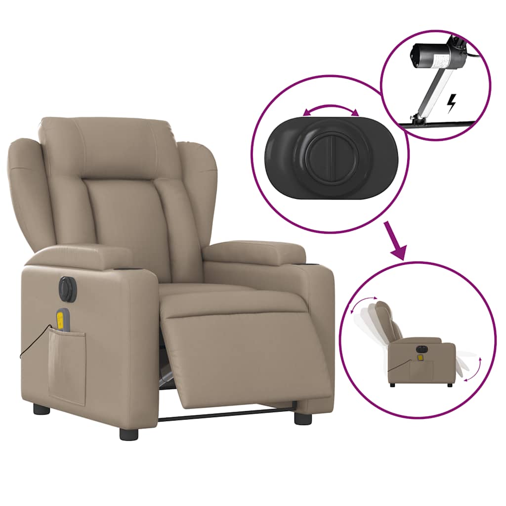 Fauteuil de massage électrique en similicuir marron cappuccino