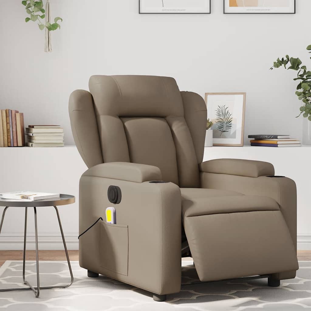Fauteuil de massage électrique en similicuir marron cappuccino