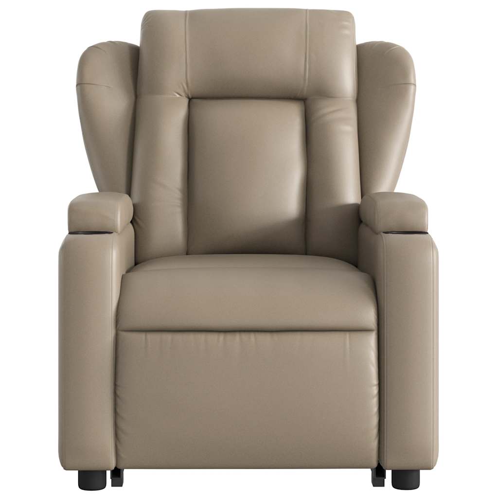 Fauteuil de massage avec aide à la verticalisation, marron cappuccino, cuir artificiel