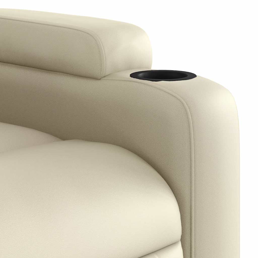 Relaxsessel mit Aufstehhilfe Elektrisch Creme Kunstleder