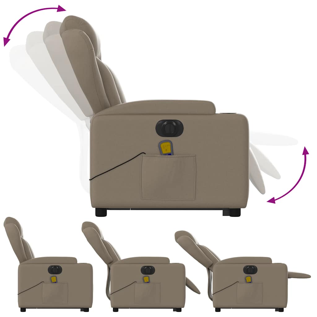Fauteuil de massage avec aide électrique au verticalisation, cappuccino, cuir artificiel