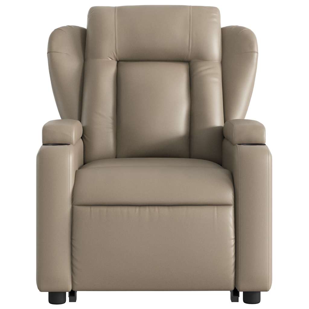 Fauteuil de massage avec aide électrique au verticalisation, cappuccino, cuir artificiel