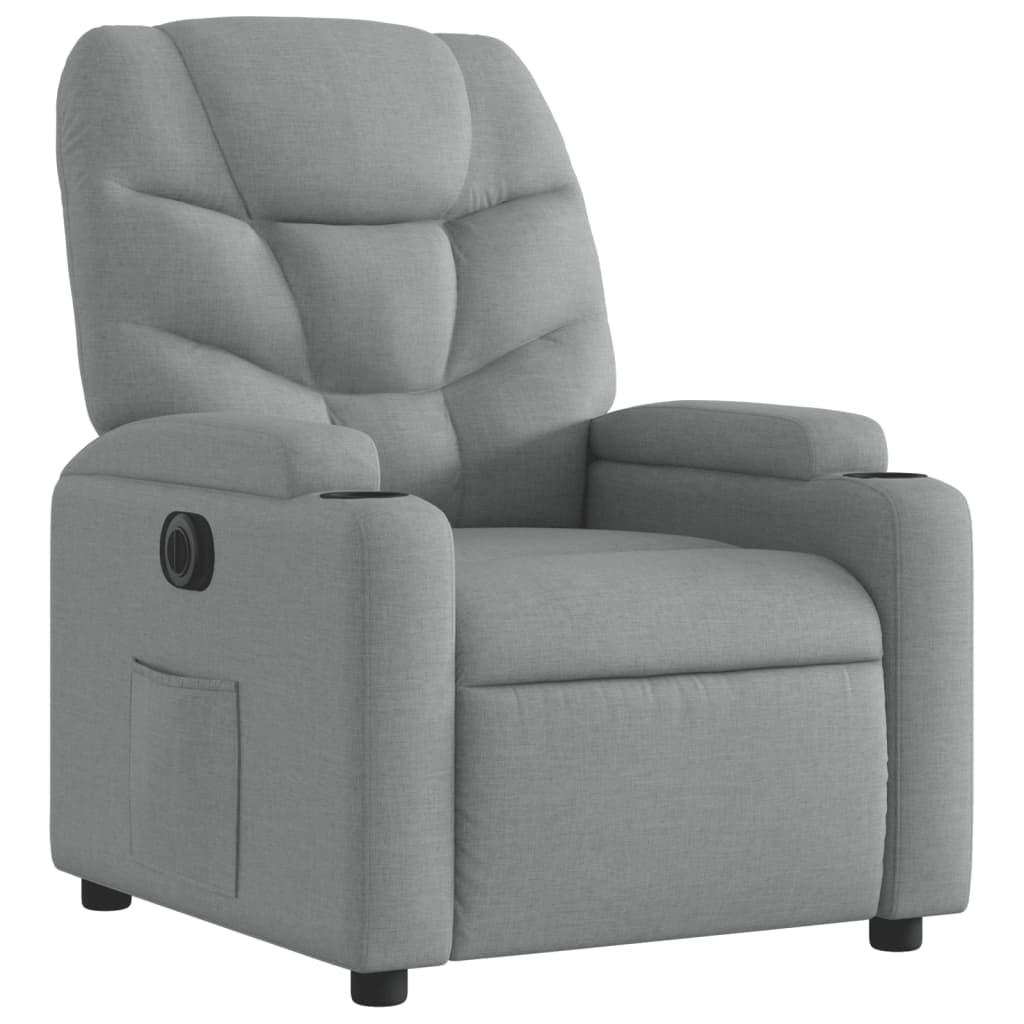 Fauteuil inclinable électrique en tissu gris clair