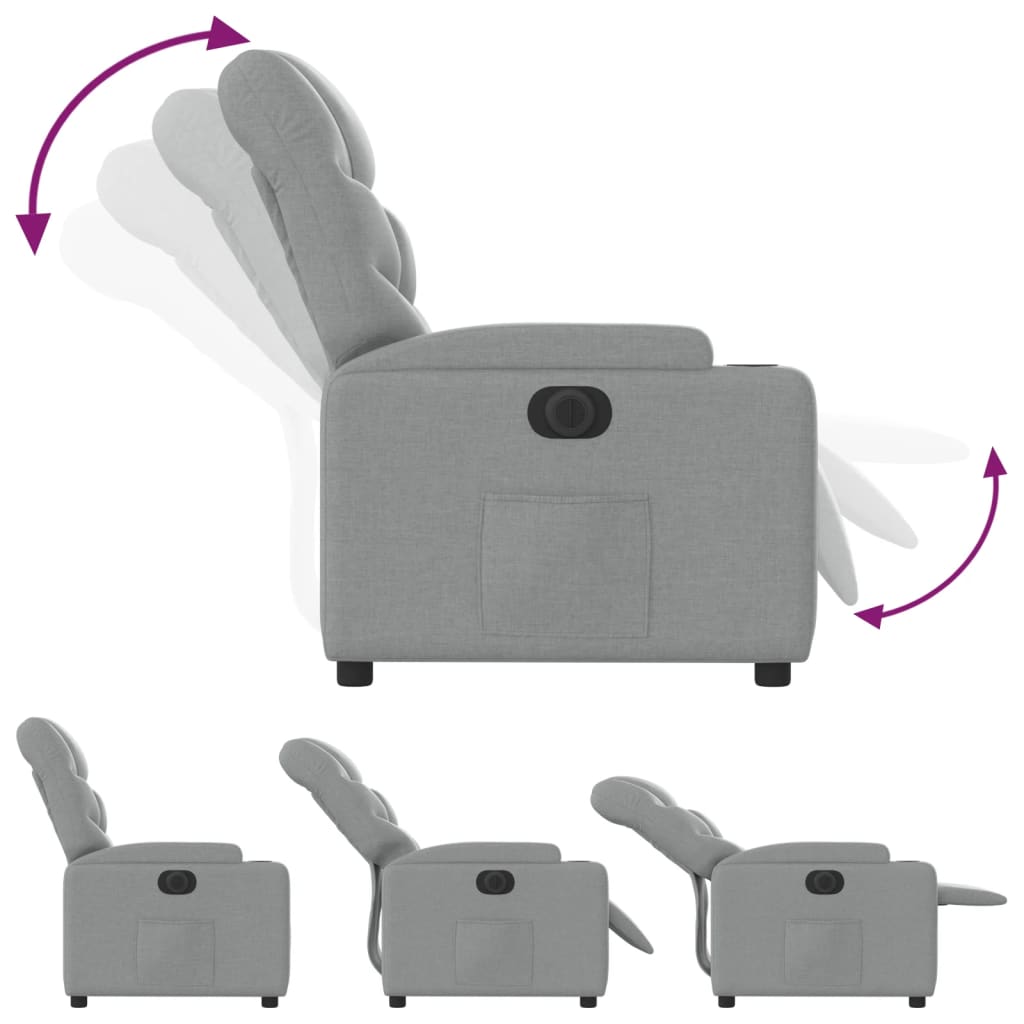 Fauteuil inclinable électrique en tissu gris clair