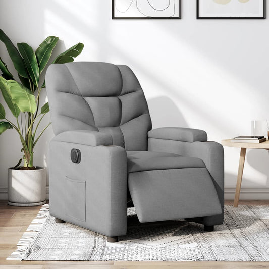 Fauteuil inclinable électrique en tissu gris clair