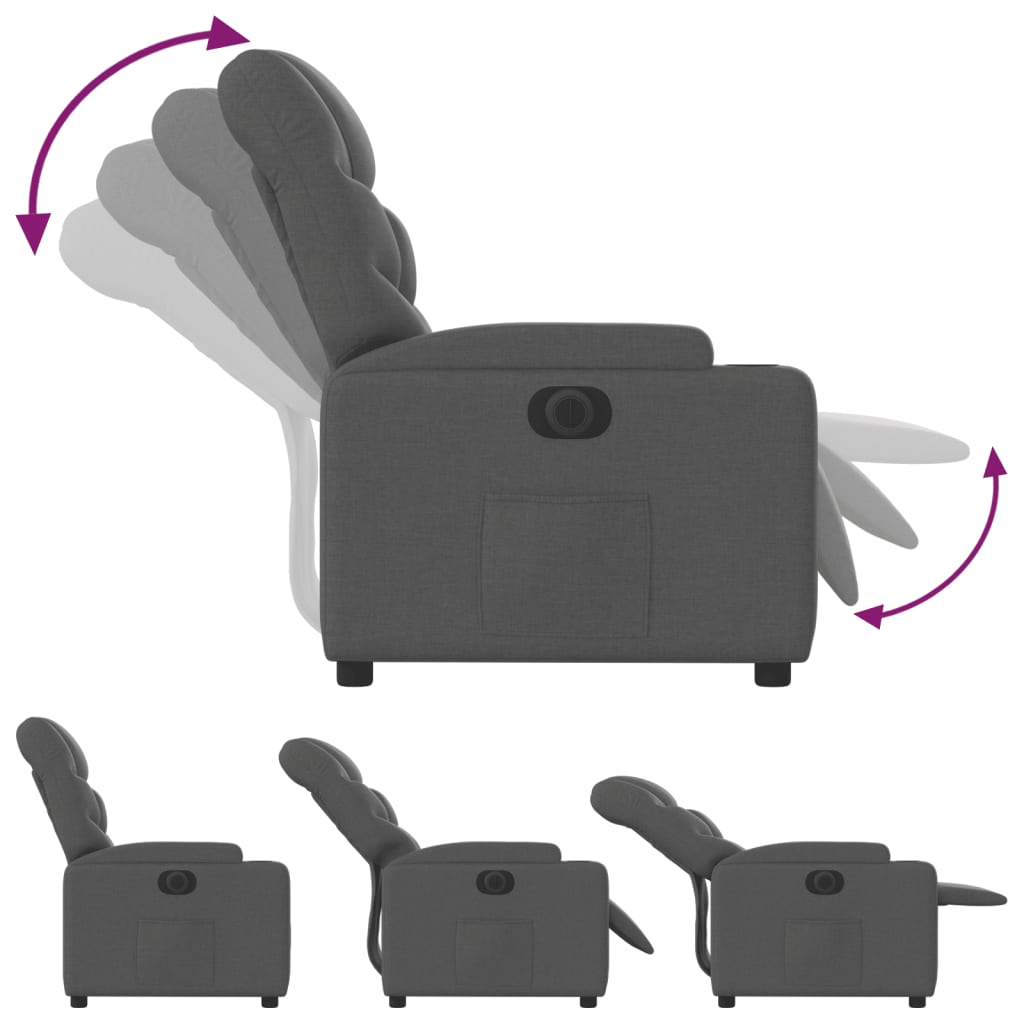 Fauteuil inclinable électrique en tissu noir