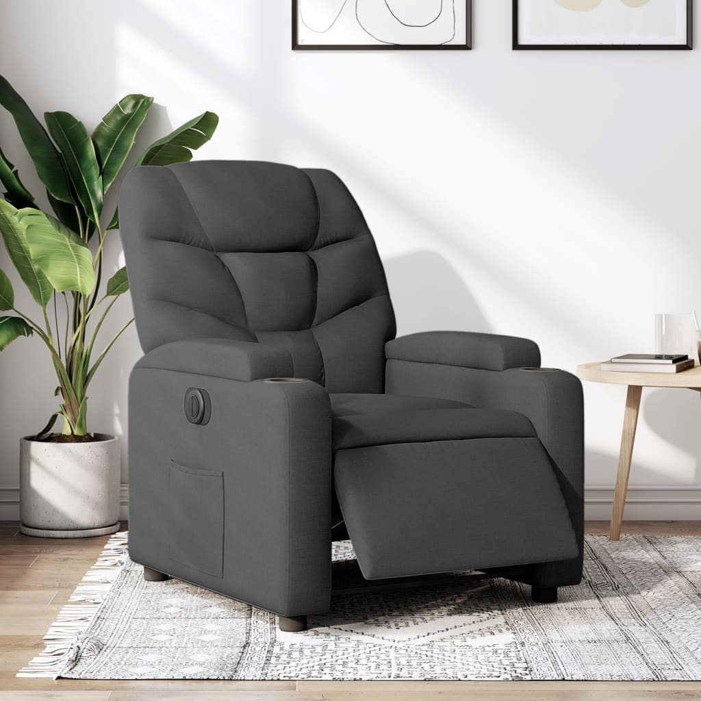 Fauteuil inclinable électrique en tissu noir
