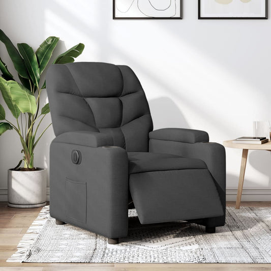 Fauteuil inclinable électrique en tissu noir
