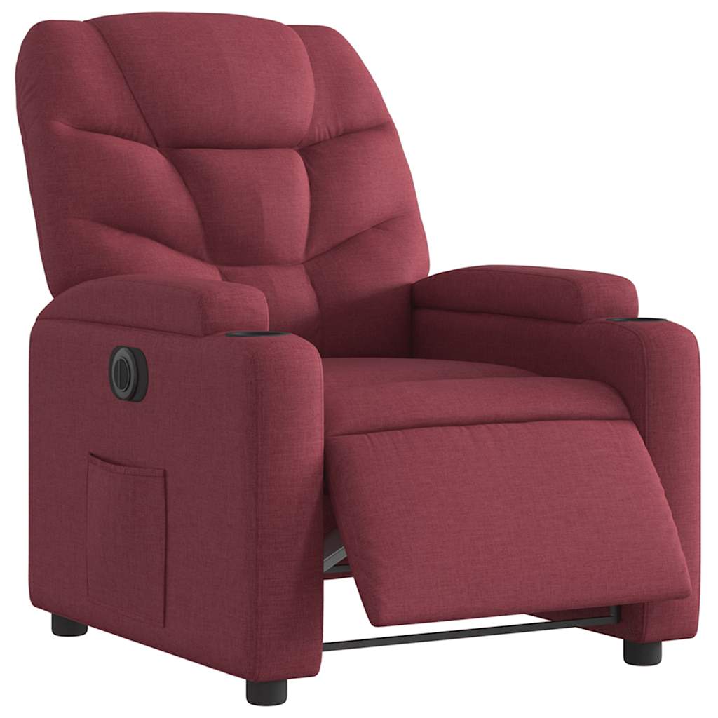 Relaxsessel Elektrisch Weinrot Stoff