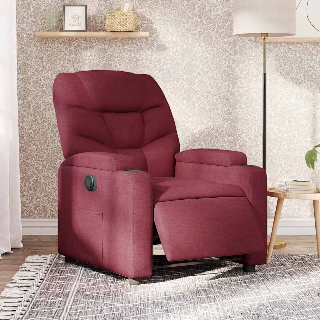 Relaxsessel Elektrisch Weinrot Stoff