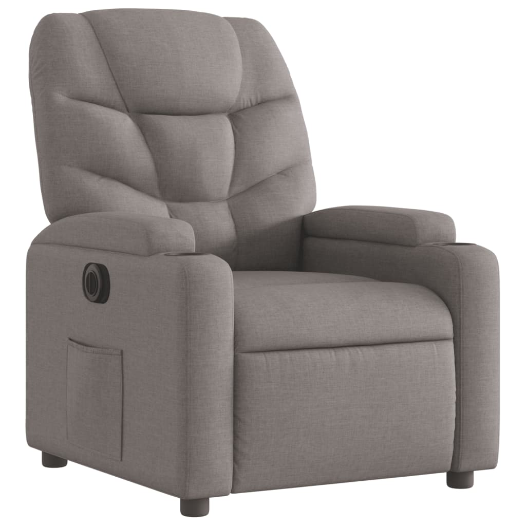 Fauteuil inclinable électrique en tissu taupe