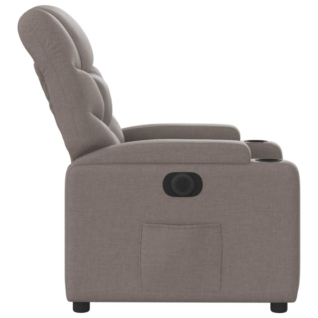 Fauteuil inclinable électrique en tissu taupe