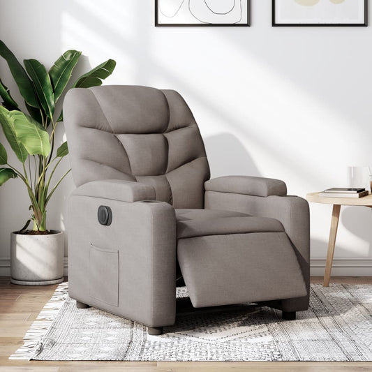 Fauteuil inclinable électrique en tissu taupe