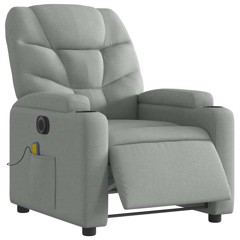 Massagesessel Elektrisch Hellgrau Stoff
