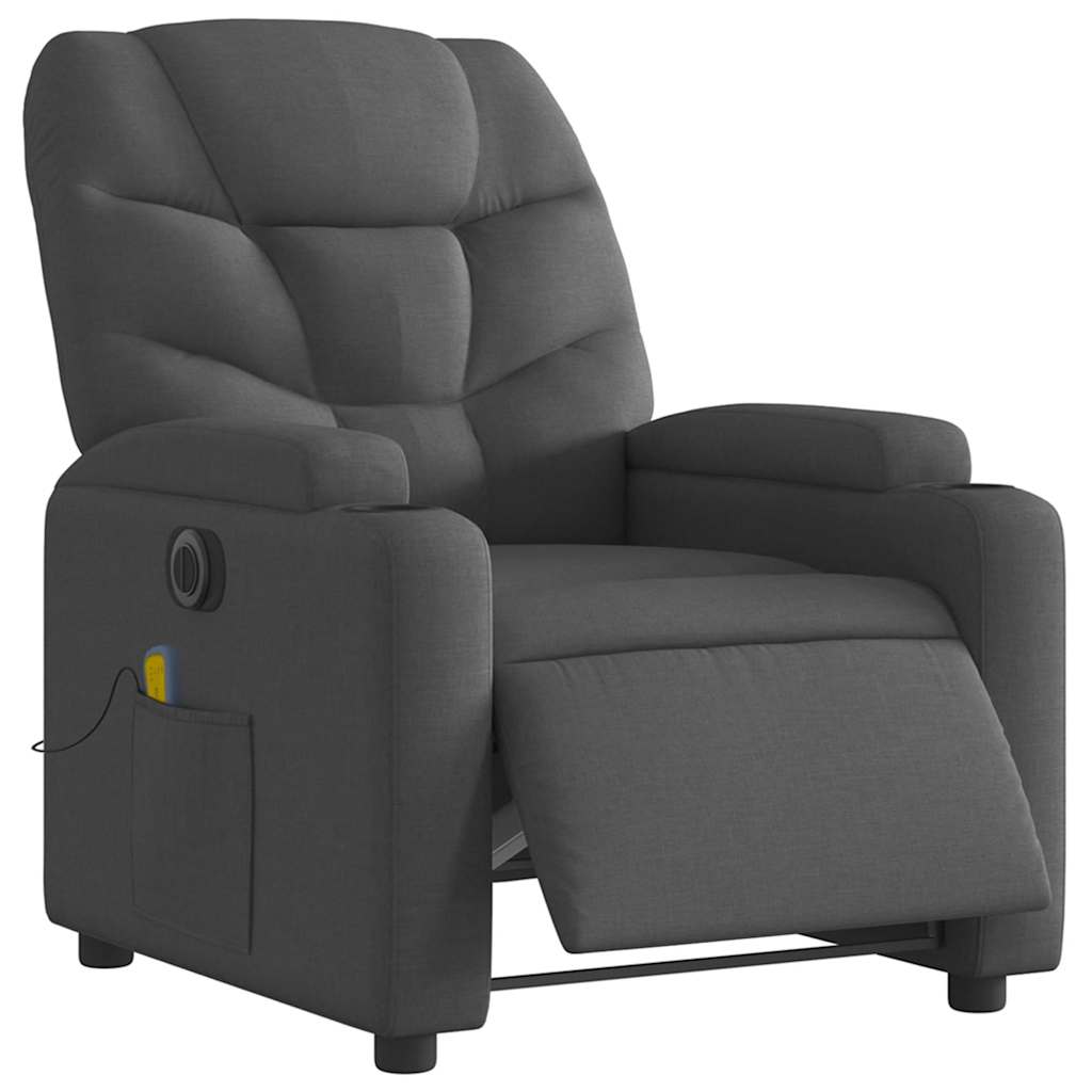 Massagesessel Elektrisch Dunkelgrau Stoff