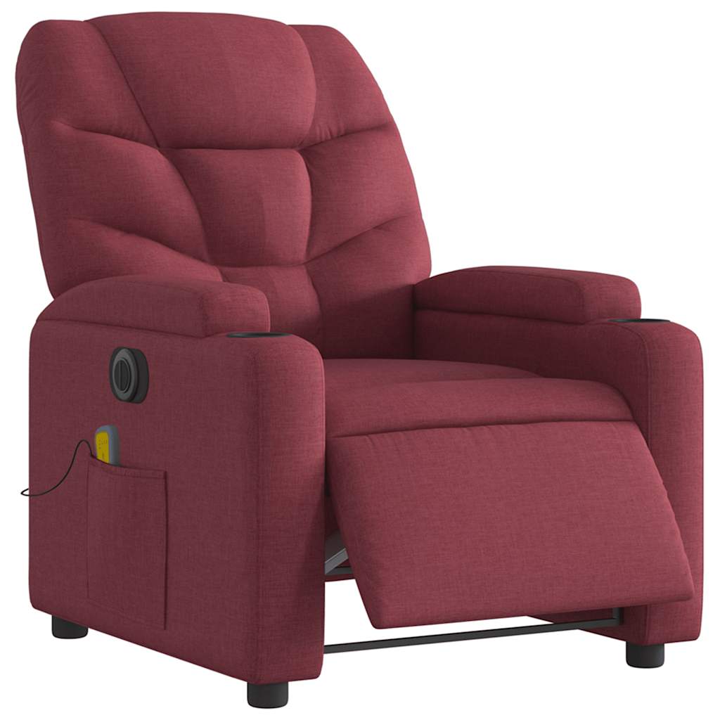 Massagesessel Elektrisch Weinrot Stoff