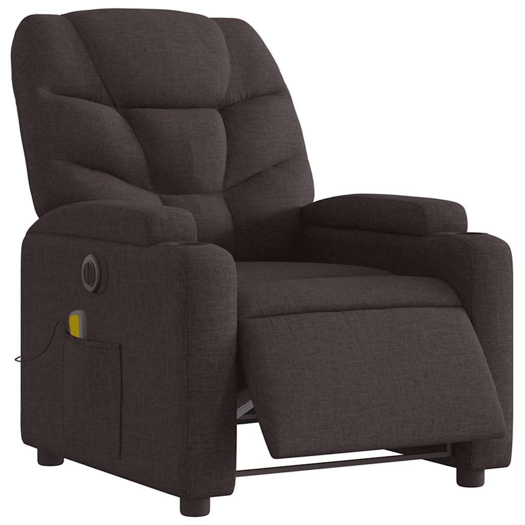 Massagesessel Elektrisch Dunkelbraun Stoff