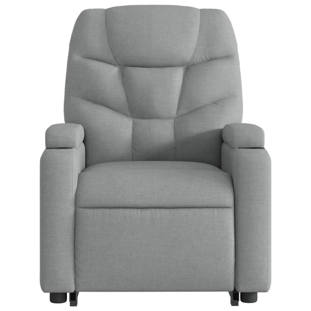 Fauteuil relax avec aide à la verticalisation en tissu gris clair