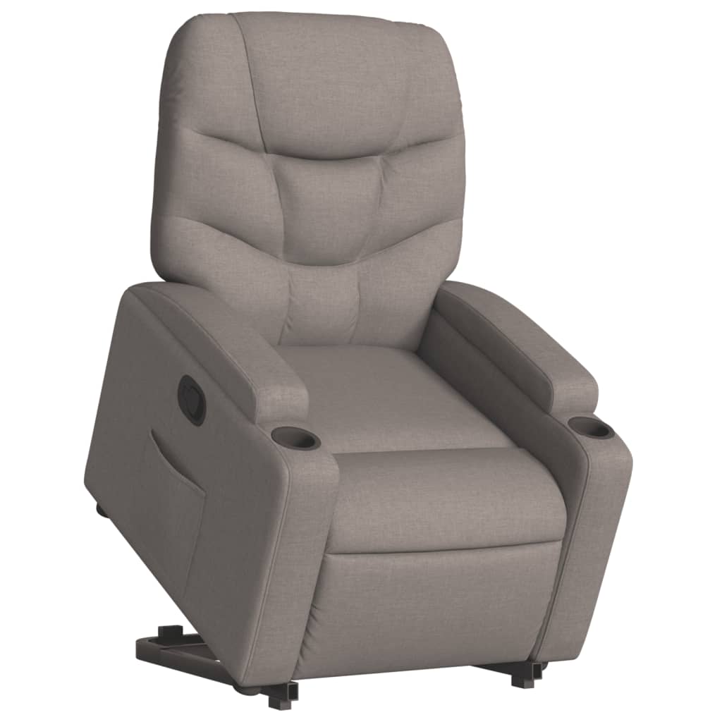 Fauteuil relax avec aide à la verticalisation en tissu taupe