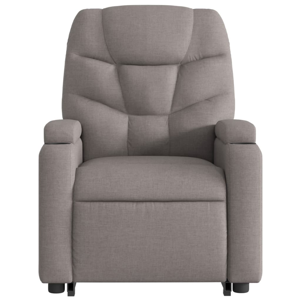 Fauteuil relax avec aide à la verticalisation en tissu taupe