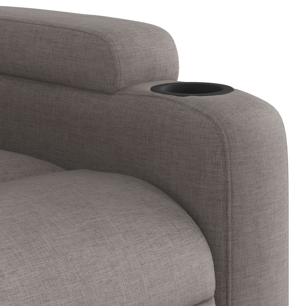 Fauteuil relax avec aide à la verticalisation en tissu taupe