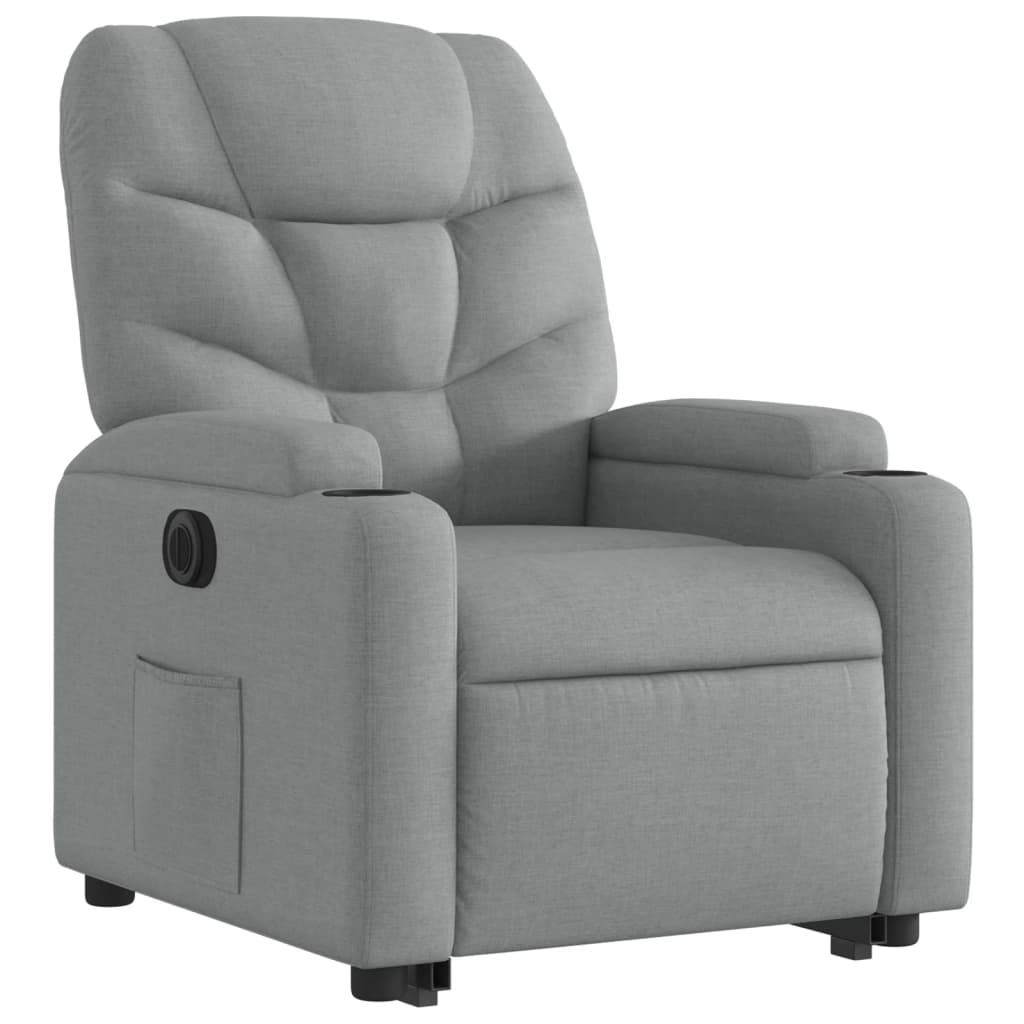 Fauteuil relax avec releveur électrique en tissu gris clair