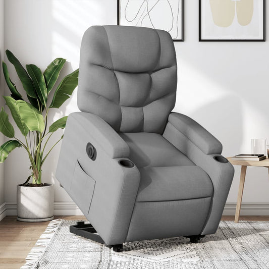 Fauteuil relax avec releveur électrique en tissu gris clair