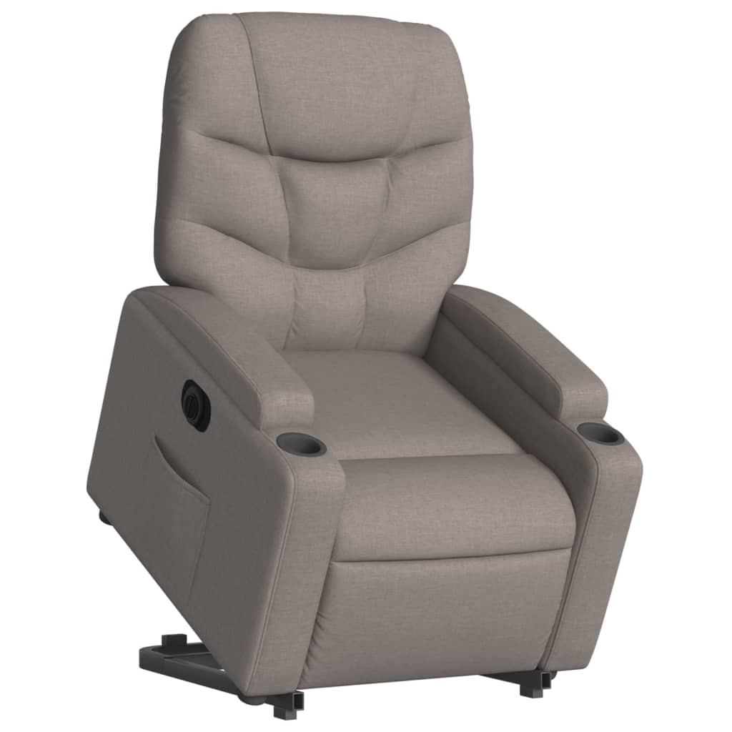 Fauteuil relax avec releveur électrique en tissu taupe