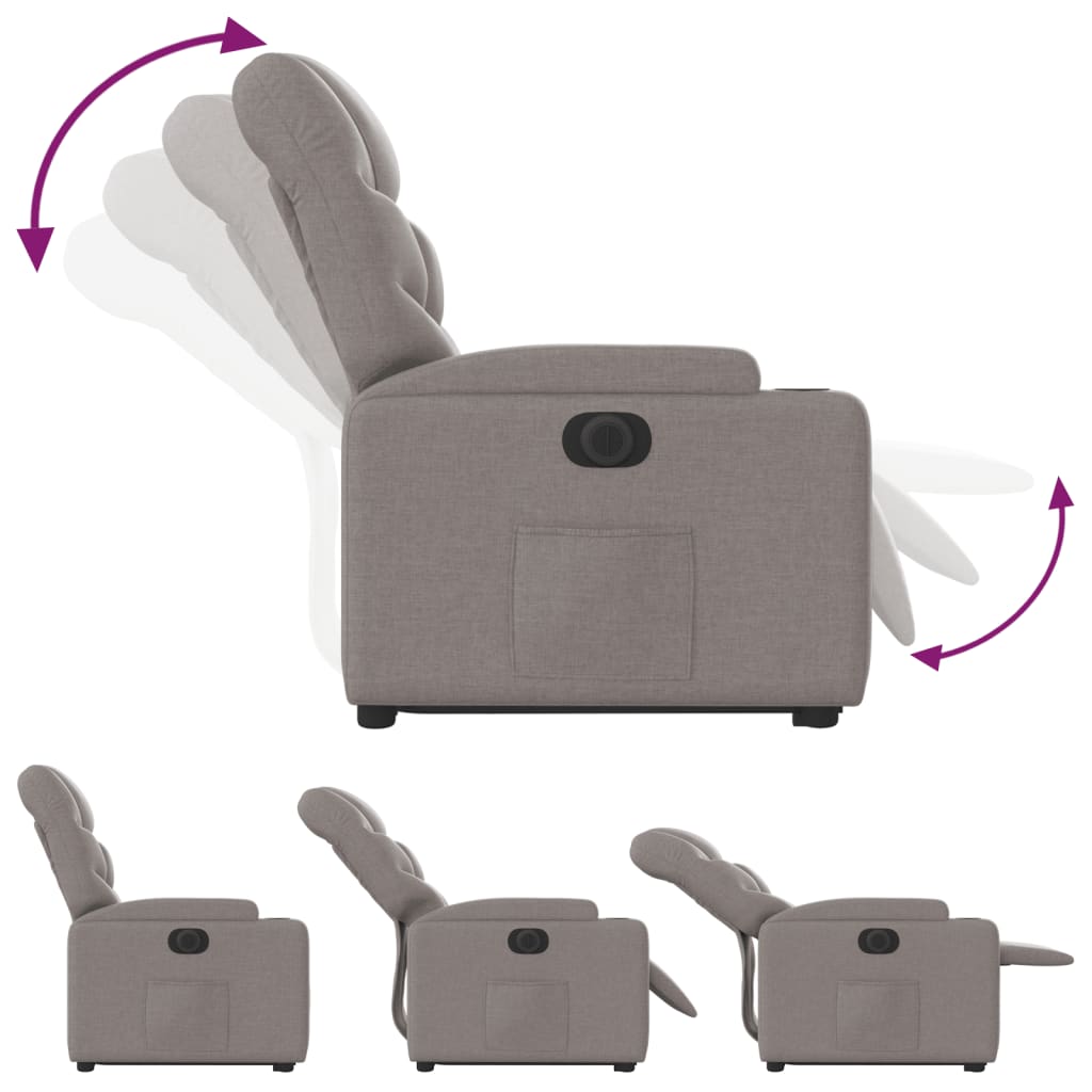 Fauteuil relax avec releveur électrique en tissu taupe