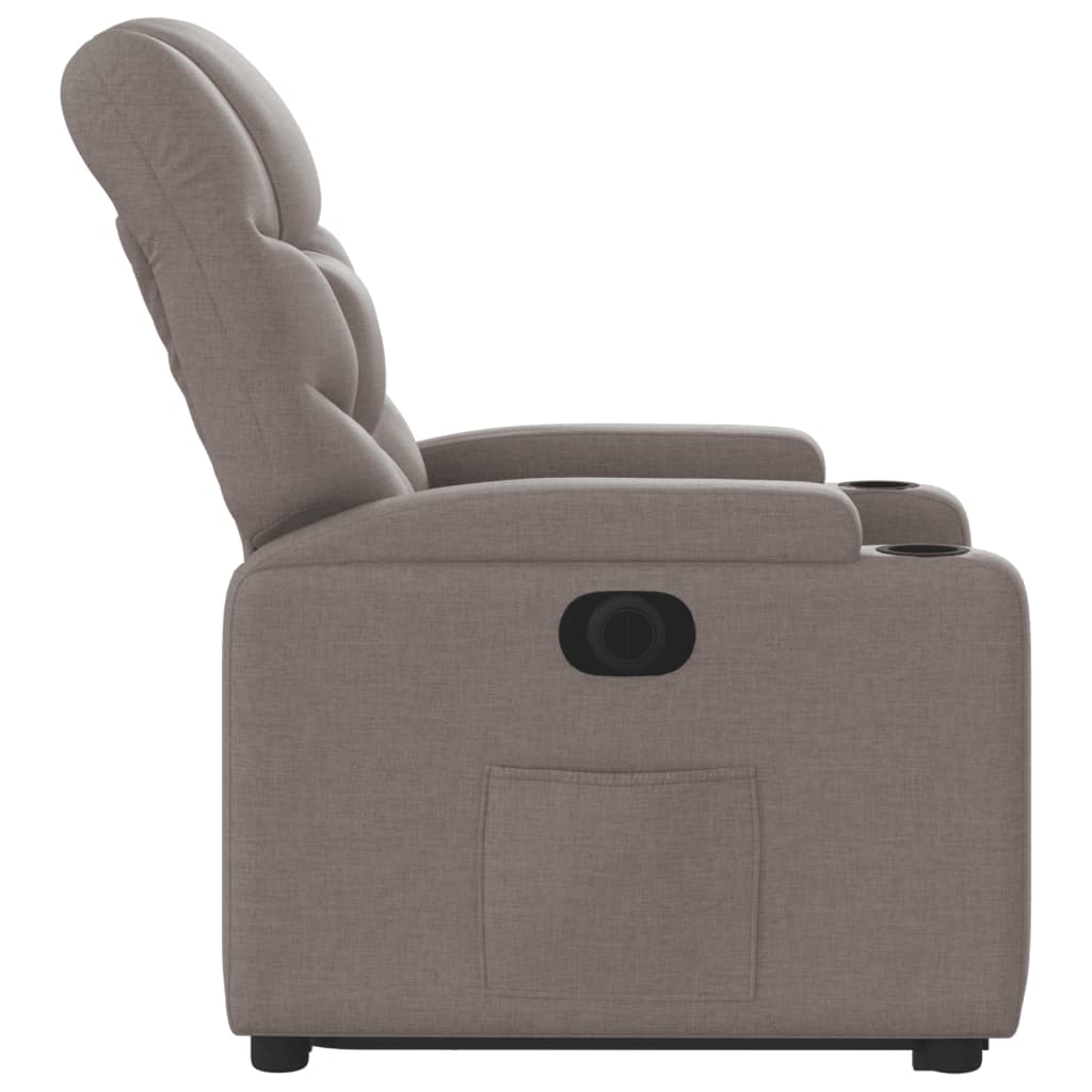 Fauteuil relax avec releveur électrique en tissu taupe