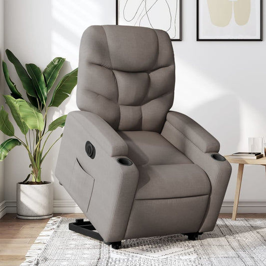 Fauteuil relax avec releveur électrique en tissu taupe