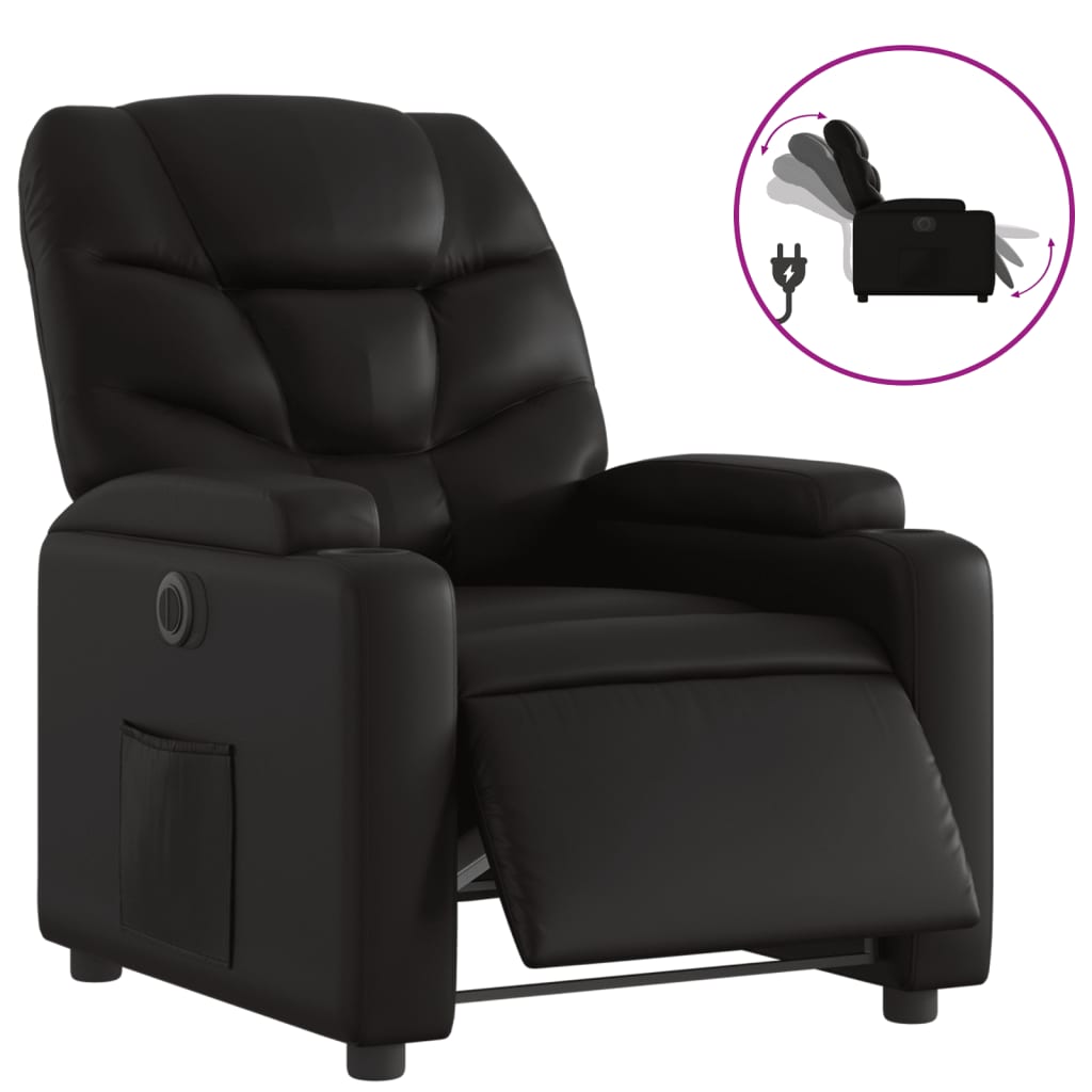 Fauteuil inclinable électrique en simili cuir noir