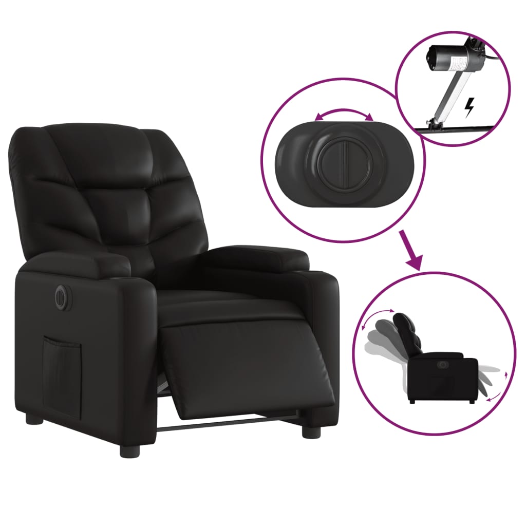 Fauteuil inclinable électrique en simili cuir noir