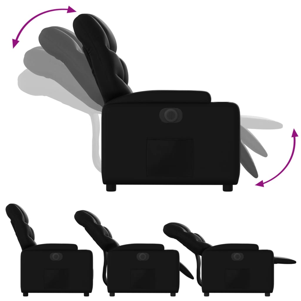 Fauteuil inclinable électrique en simili cuir noir