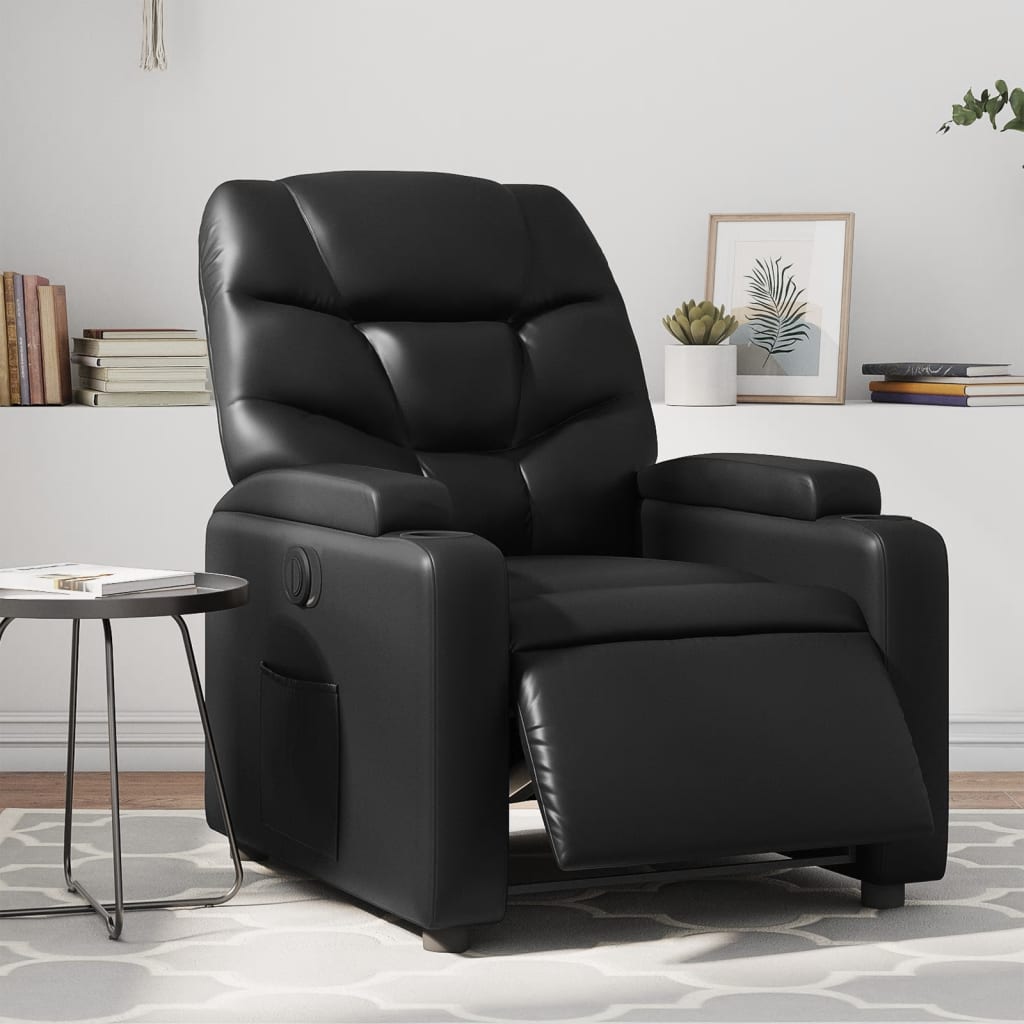 Fauteuil inclinable électrique en simili cuir noir