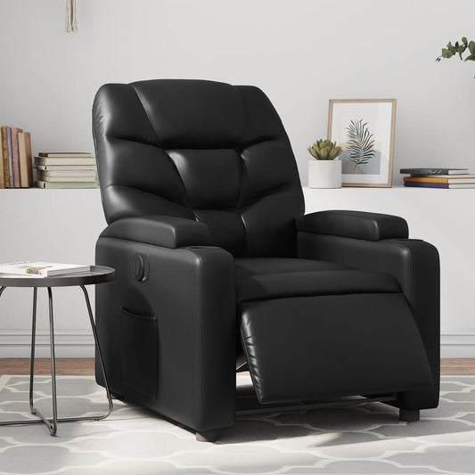 Fauteuil inclinable électrique en simili cuir noir
