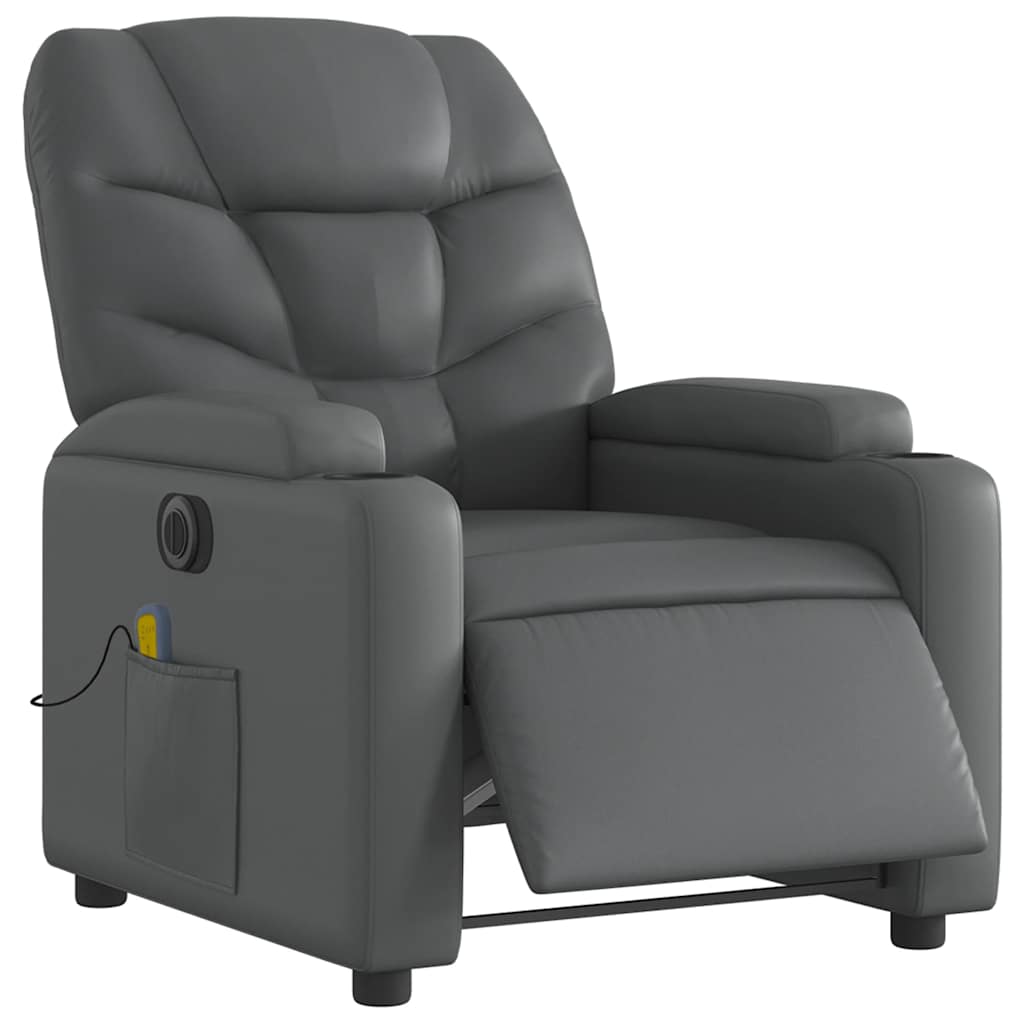 Massagesessel Elektrisch Grau Kunstleder
