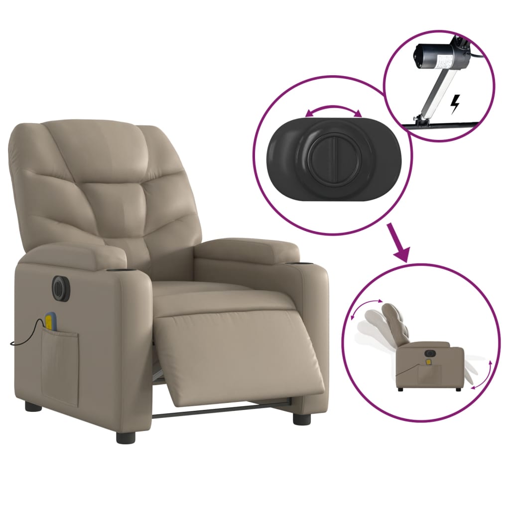 Massagesessel Elektrisch Cappuccino-Braun Kunstleder