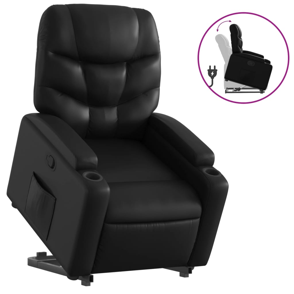 Fauteuil inclinable avec aide à la verticalisation, similicuir noir