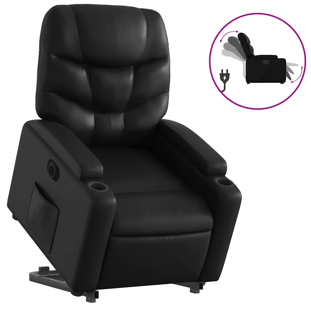 Relaxsessel mit Aufstehhilfe Elektrisch Schwarz Kunstleder