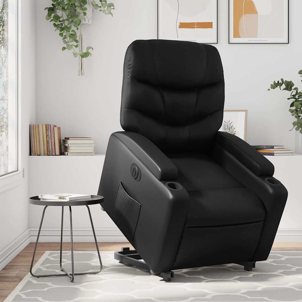 Relaxsessel mit Aufstehhilfe Elektrisch Schwarz Kunstleder